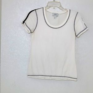 Loft Ann Taylor Cream & Black Tee SZ S